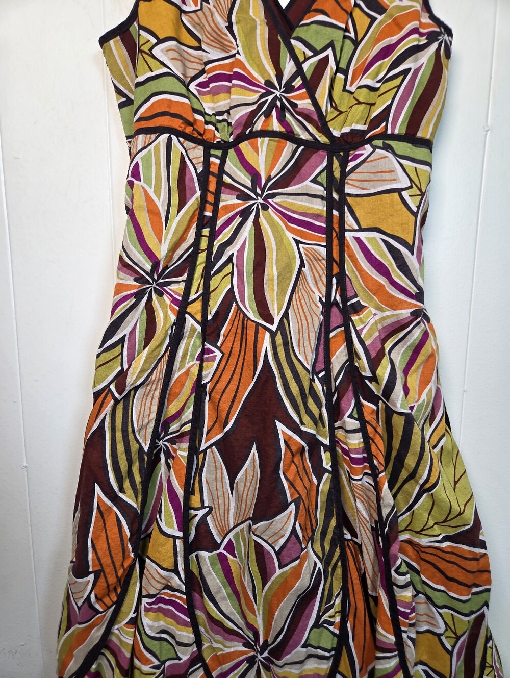 Vtg Y2k Spense Tropical Surplice V Neck Strapless Dress Size 4 Fit N Flare - Picture 6 of 15